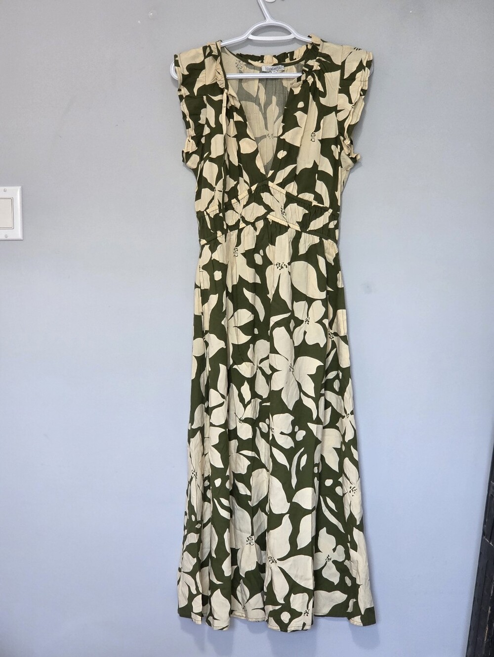 NEW ​Patrons of Peace Floral V Neck Corset Style Ruffle Maxi Dress Sz S 🌿 - Picture 3 of 16